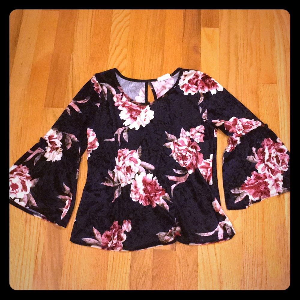 Adorable Velvet Rose Printed Top